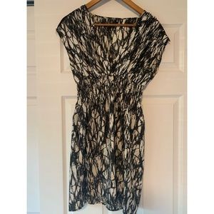 Guess black cream graffiti dress medium